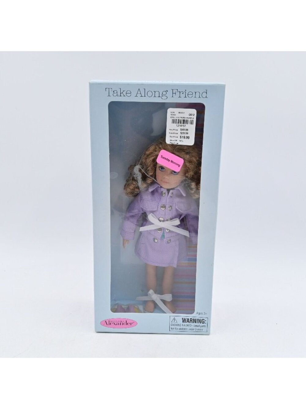 Madame Alexander Take Along Friend Doll Purple Outfit Trench Coat NIB